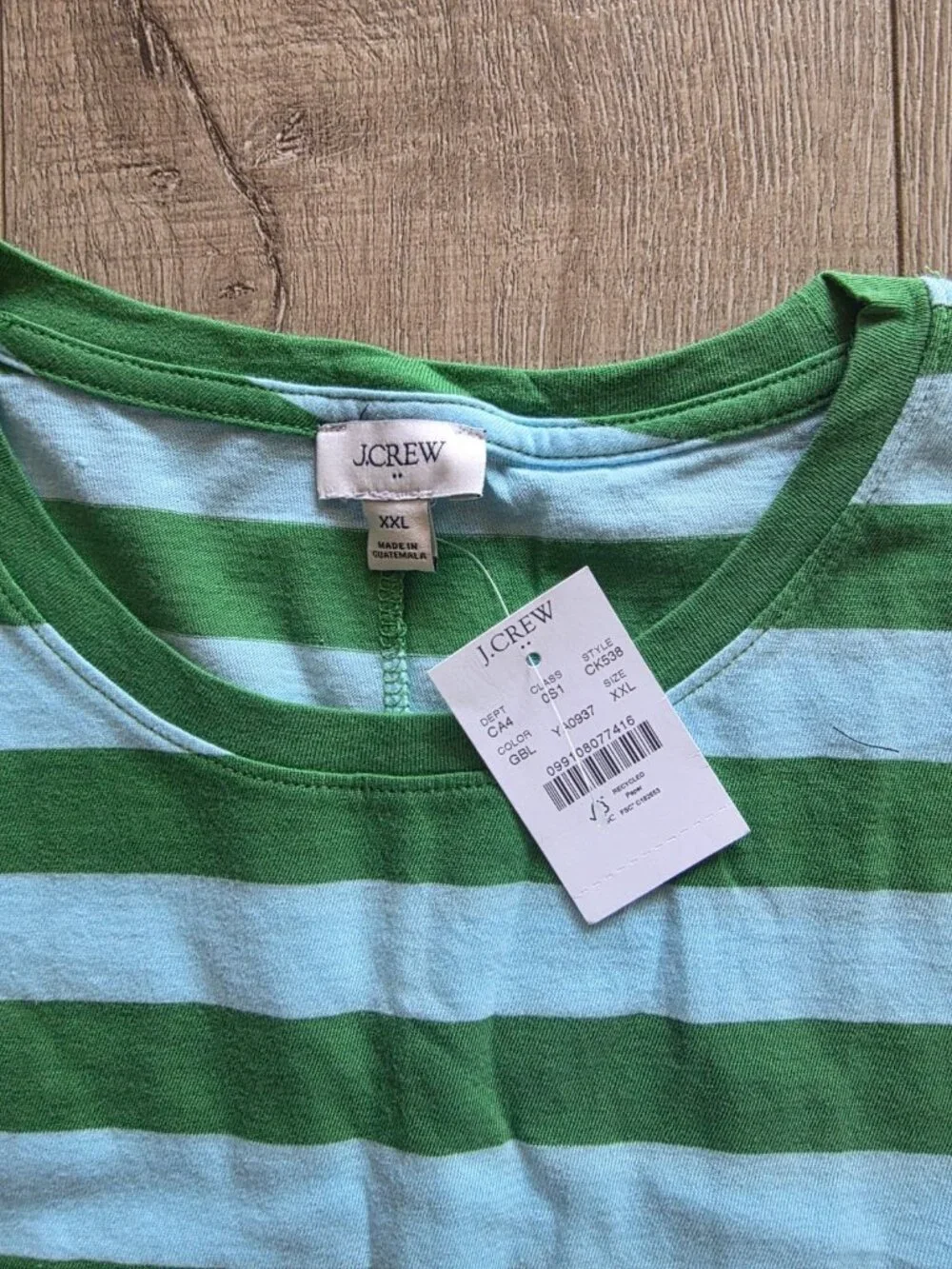 J.Crew Midi Dress Womens XXL Green Blue Striped Summer Resort Effortless CK538 - Picture 7 of 8